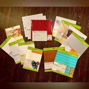 Lot assorted Cricut cardstock, paper, poster board, faux leather, printable